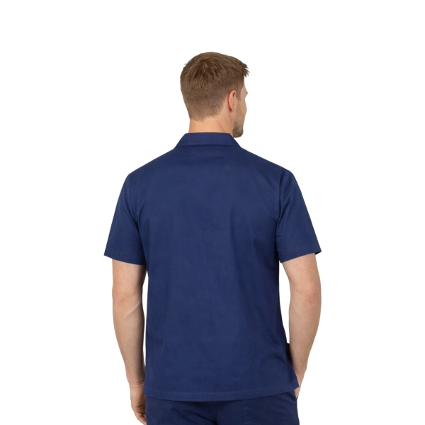 Bluza medyczna męska z kołnierzem granatowa krótki rękaw roz.3XL